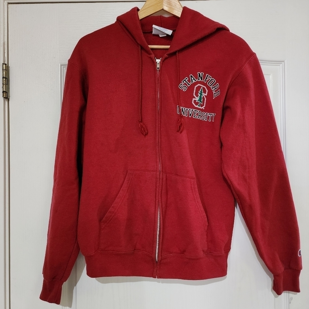 Champion Authentic Stanford University Red Hooded Zip-up Sweatshirt Size Small